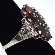 Garnet Ring With White Crystal Accents