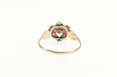 10K Yellow Gold Victorian Syn. Ruby Seed Pearl Statement Ring
