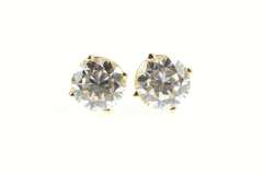 14K Yellow Gold Round Solitaire CZ Classic Statement Stud Earrings