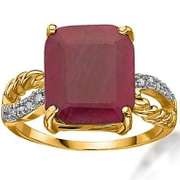 SMASHING 6 CARAT TW (11 PCS) GENUINE RUBY & GENUINE DIAMOND 10K SOLID YELLOW GOL