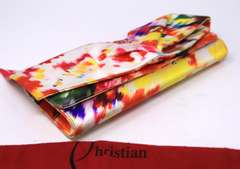 Christian Loubouton Satin Bow Multi Color Clutch