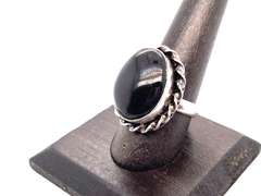 🕸Frightful!🕸Oval Black Onyx Tibetan Silver Rope Design Ring