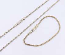 Set of Italian Vintage Sterling Silver Rope Necklace and Matching Bracelet