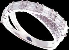 Intercross Diamond Studded 18k White Gold Double Ring
