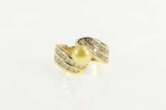 14K Yellow Gold 0.90 Ctw Gold Pearl Diamond Engagement Ring
