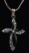 Onyx And Silver Cross Necklace