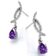 2.28 CT LAB TANZANITE & DIAMOND 925 STERLING SILVER DANGLE EARRINGS