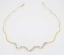 Diamond Wave Omega Necklace Made in 14k Yellow Gold