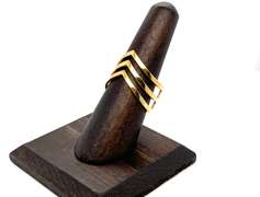 Retro Triple Chevron 14kt Gold Plated Ring