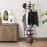 Coat Rack Clothes With 4 Tier Storage Shelves