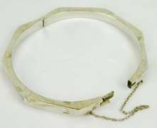 Vintage Sterling Octagon Engraved Bangle Bracelet