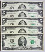 (5) Superb Crisp 2013 $2 Star Replacement Notes New York-Consecutive!