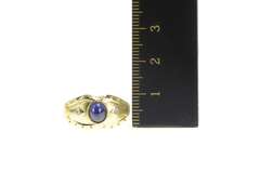 14K Yellow Gold Oval Natural Sapphire Diamond Accent Ornate Ring