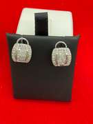 LADIES 14K WHITE GOLD AND DIAMOND STUDS EARRINGS