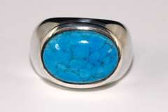 Heavy Silver Ring with Natural Turquoise