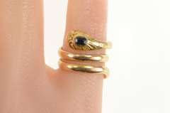 14K Yellow Gold Snake Serpent Emerald Cut Sapphire Ornate Ring