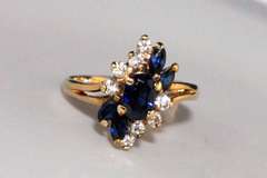 Bight Sapphire & Diamond 14k Ring