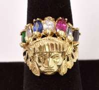 Beautiful Native American Inspired Ring in Yellow Gold