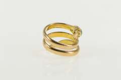14K Yellow Gold Snake Serpent Emerald Cut Sapphire Ornate Ring