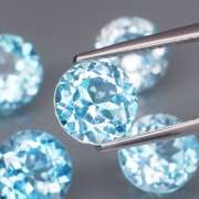 Matched! 5 piece 11.34ct full fire sky blue Topaz set