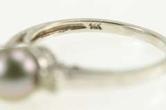 14K White Gold Tahitian Pearl Diamond Accent Engagement Ring