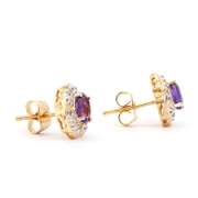 Plated 18KT Yellow Gold 1.02ctw Amethyst and Diamond Earrings