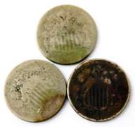 3 U.S. Shield Nickels