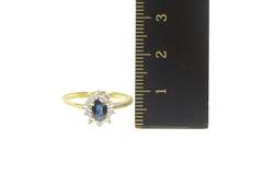 10K Yellow Gold Natural Sapphire Diamond Halo Engagement Ring