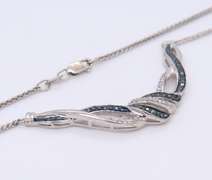 White & Blue Diamond Sterling Silver Necklace