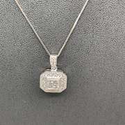 14K WHITE GOLD CHAIN WITH DIAMOND PENDANT