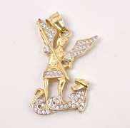 Dazzling CZ Archangel Pendant in 14K Yellow Gold