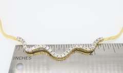 Diamond Wave Omega Necklace Made in 14k Yellow Gold