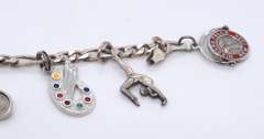 Vintage Sterling Silver Figaro Bracelet with Charms