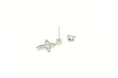 14K White Gold Classic CZ Cross Christian Faith Dangle Single Earring