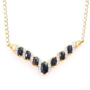 Plated 18KT Yellow Gold 2.67ctw Black Sapphire and Diamond Pendant with Chain