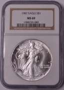 1987 American Silver Eagle NGC MS69