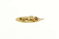 14K Yellow Gold Retro Syn. Ruby Pearl Sweet 16 Rose Charm/Pendant