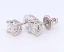Dazzling White Gold approximate 0.80ctw Princess Cut Diamond Stud earrings