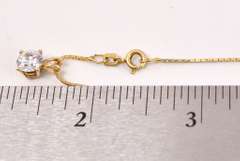 Tasteful CZ Pendant Necklace in 14K Yellow Gold