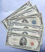 6 $5 Red &Blue Seal Notes