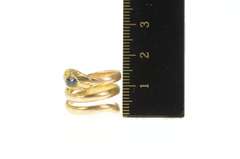 14K Yellow Gold Snake Serpent Emerald Cut Sapphire Ornate Ring