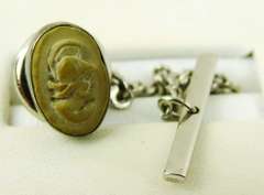 Antique Lava Cameo Tie Tac