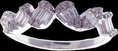 Leaning Six Diamond Cluster Set 18k White Gold Ring