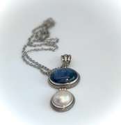 Handmade Balinese sterling silver Kyanite & Mabe Necklace