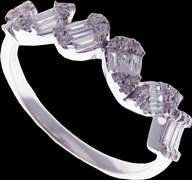 Leaning Six Diamond Cluster Set 18k White Gold Ring