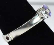 Purple And White Crystal Ring With Ruby Accent