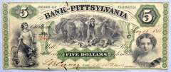 $ 5 1861 Bank of Pittsylvania Chatham Va Two Color Note