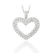 Sterling Silver 1/2ct Diamonds Open Heart Necklace