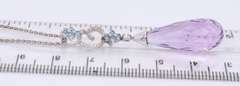 Attractive Blue Topaz & Diamond Pendant in 14kt Gold