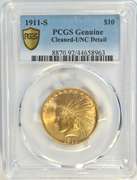 Rare Mint State 1911-S $10 Indian Gold Piece. PCGS UNC details